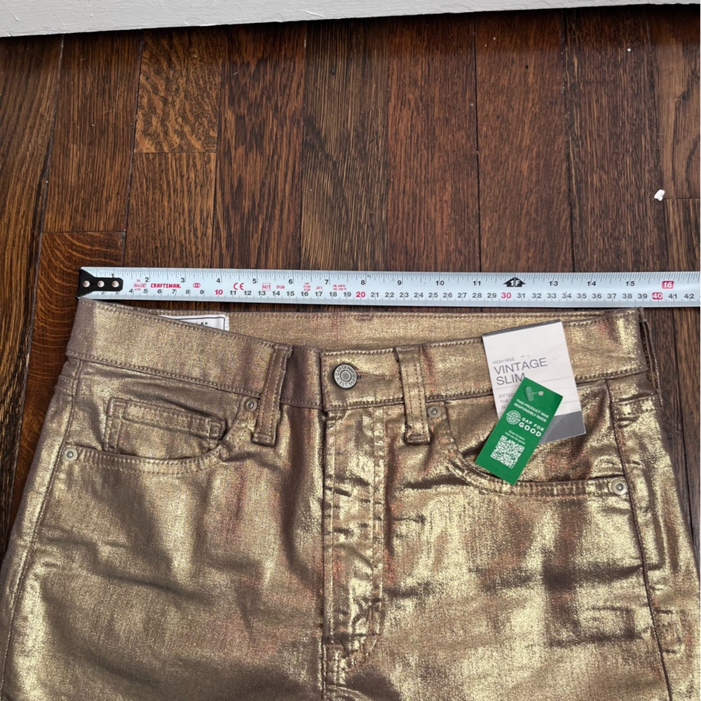 GAP NWT Metallic Gold Vintage Slim Jeans 28 - Picture 5 of 9
